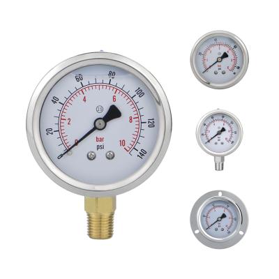 China Manufactured 2.5inch 10bar Bourdon Tube Hydraulic Pressure Gauge with Liquid Filled for sale