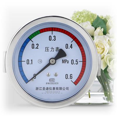 China 100mm Back Connection Clamp Type Pressure Vacuum Gauge with ZG1/2 Precision Manometer for sale