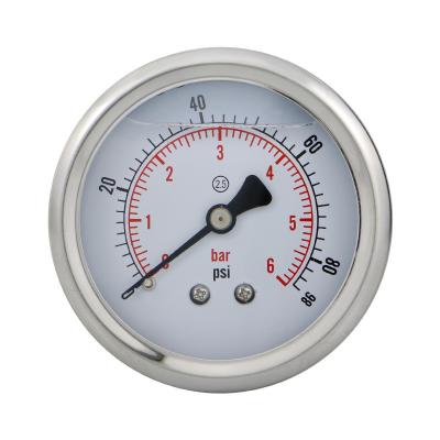 China NPT1/4 Thread 62.5mm Precision Oil-Filled Fuel Pressure Gauge Meter for Hydraulic System for sale