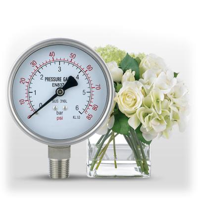 China Stainless Steel Housing 100mm Pressure Meter Gauge for Gas Meter Manometer Universal for sale