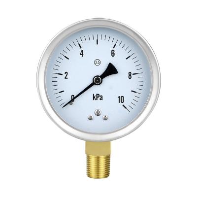 China Isolation Diaphragm M20*1.5 Burner Steam Boiler Pressure Gauge for Gas Pressure 0-100kpa for sale