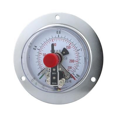 China Produced Flange Edge High Pressure Gas Meter Case Stainless Iron 100mm Hydraulic Electric Contact Pressure Gauge for sale