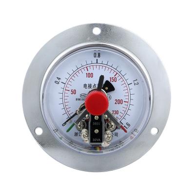 China 100mm Axial Back Connected Pressure Gauge with 1.6% Precision and Electrical Contacts for sale