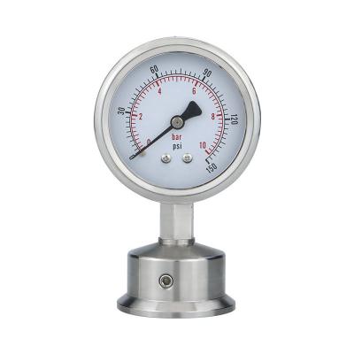 China 1-100bar Stainless Steel Clamp Type Sanitary Diaphragm Pressure Gauge for Industrial for sale