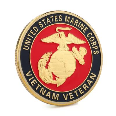 China United States Marines Coin Commemorative Double Sided Gold Thin Layer Military Challenge Coin for sale