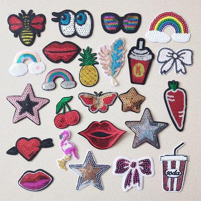 China 3D Custom Design Shiny Cherry Sequin Embroidery Patch Factory Beautiful Patch For Clothes for sale