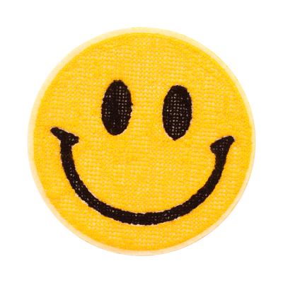 China Cheap Customized Cute Exquisite Simple 3D Smile Face Logos Embroidery Patches For Clothes for sale