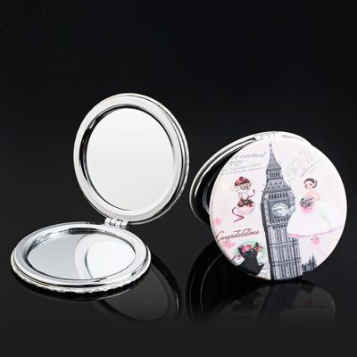 China Portable Pocket Mirror Fashion Eiffel Tower Stylish Travel Makeup Mirror for sale