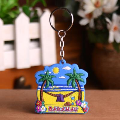 China 2018 Soft PVC Custom Personalized Popular Tropical Bahamas Souvenir PVC Key Ring Keychain With Chain for sale