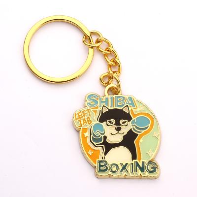 China Custom High Quality Cute Hard Enamel Dog Boxing New Cartoon Gift 2020 Promotion Key Chain for sale