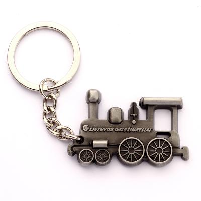 China 3D Metal Design Promotion Gift Quality Key Chain Retro Vintage Popular Super Exquisite Zinc Alloy Train for sale