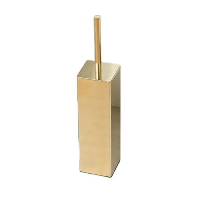 China Luxury Popular Bathroom Golden Stainless Steel Standing Toilet Brush Holder for sale