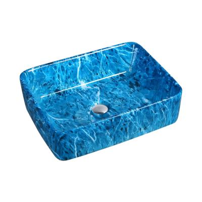 China Countertop top sinks marble ceramic marble basin price bathroom sink natural stone color LEHILL bule color bathroom sink for sale