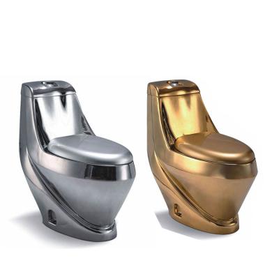 China Double-flow Bathroom Gold Toilet Modern Silver Toilet Bowl Chinese WC Toilet for sale