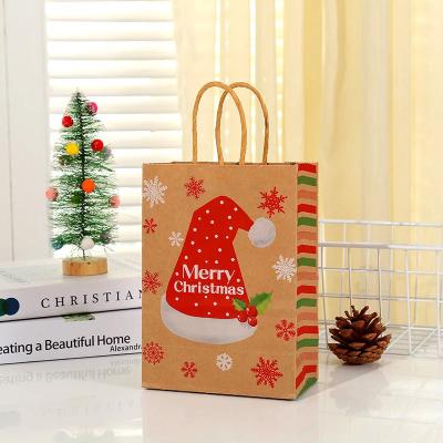 China Xmas Gift Paper Bags Custom Printed Ribbon Handle Luxury Gift Paper Shopping Bag with Logos Christmas Gift Paper Bags for sale