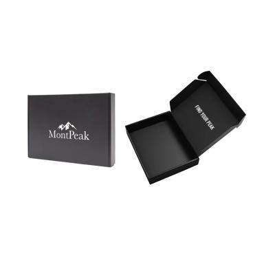 China Logo printed black shipping box, durable clothing/gift /shoes paper custom shipping boxes with logo packaging eco friendly for sale