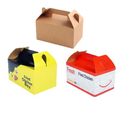 China Custom Cardboard Fast Food Takeaway Chicken and Chips Boxes Pop-corn Nuggets Roast Wing Packaging Fry Food Fried Chicken Box for sale