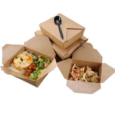 China OEM Disposable Take-out Brown Food Kraft Bento Korean Lunch Packaging Gift Paper Box with Food Grade Packaging for sale