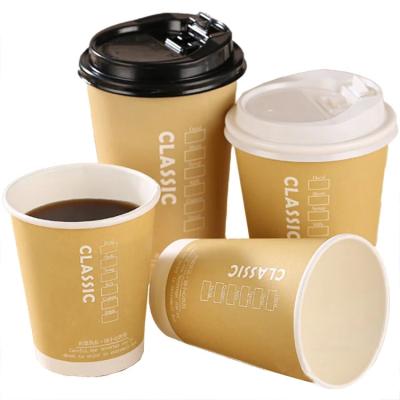 China Bicchierini Caffe 8oz/12oz/14oz/16oz/22oz paper cup disposable kraft double wall paper cups for hot drinks for sale