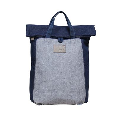 China New Customized Organic Denim Fashion Cotton Breathable Fabric Made Unisex Organic Cotton Denim Backpack for sale