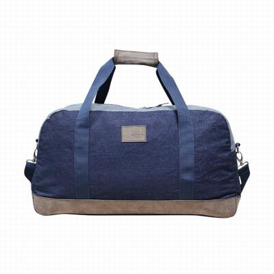 China Denim travel bag large capacity canvas denim travel bag jeans fleece sports gym bag for sale