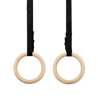 China Durable Professional Customized Wooden Gymnastic Training Ring With Nylon Straps For Gym for sale