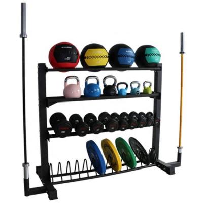 China Cafe Gym Equipment Storage Rack Multifunctional Kettlebell Dish Dumbbell Bumper Rack for sale