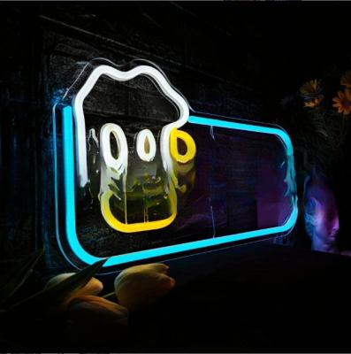 China Customized acrylic light up rgb flex logo style led bar party decoration acrylic neon sign board for bar for sale