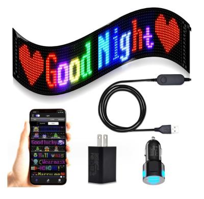 China Outdoor Led Screen Waterproof Full Color Flexible Scrolling Flexible Car Led Light Sign Board Mobile Phone App Control Indoor for sale