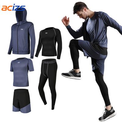 China Five piece mens fitness suit breathable breathable training gym sports apparel tracksuiHot sale yoga set man sport wear suit men sportwear for sale