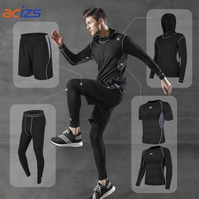 China Wholesale OEM Breathable Mens Sports Workout Set Breathable Compression Tracksuit Training Wear Running Fitness Set for sale