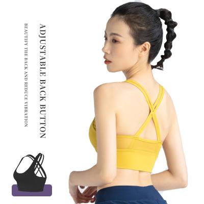 China Breathable Breathable GYM Fitness Sports Bra For Women Thin Cross Strap Sports Backless New Women Fitness Wear Underwear Yoga Bra for sale