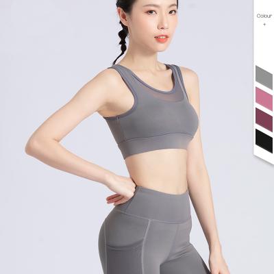 China Wholesale High Quality Breathable Mesh Running Bra Mesh Cross Back Yoga Bra Sports Fitness Support Mesh Fitness Sports Bra Breathable High Print Breathable for sale