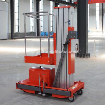 China Mast type alloy 10m lightweight/portable aluminum mobile lift 200kg capacity hydraulic mast/low noise aluminum lift for sale