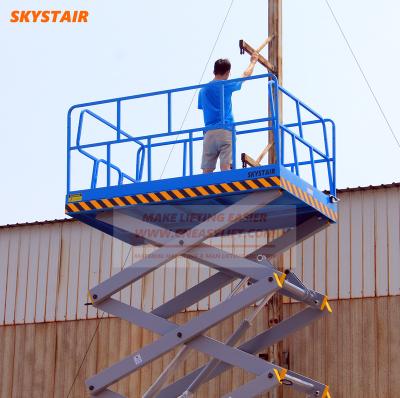 China Material handling/man lifting/SKYSTAIR scissor manlift aerial working electric scissor lift platform for sale