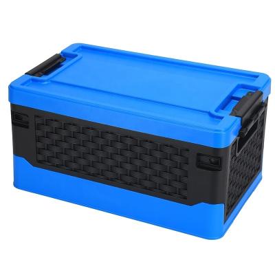 China Hot Selling Viable Storage Container Collapsible Storage Box With Lid Collapsible Storage Bins With Blue Handles for sale