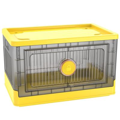 China Amazon Hot Sale Plastic Collapsible Folding Stackable Storage Bins With Lids And Wheels, 35L Collapsible Lidded Storage Bins Yellow for sale