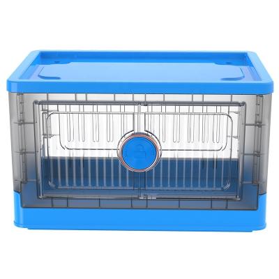 China Amazon Viable Hot Sale Plastic Collapsible Storage Bin, Collapsible Stackable Storage Organizer with Lids and Blue Wheels for sale