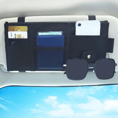 China Leather Organizer Car Sun Visor PU Car Registration and Insurance Storage Pocket Auto Accessories Document Holder Luxury Case for sale