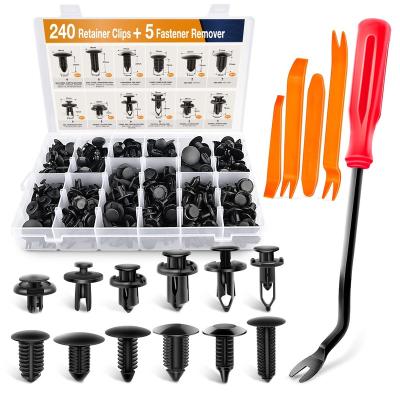 China 240PCS Plastic Bumper Retainer Cuts Car Plastic Rivets Fasteners Push Push Pin Rivets Set Kit Most Popular Sizes Auto Retainer for sale