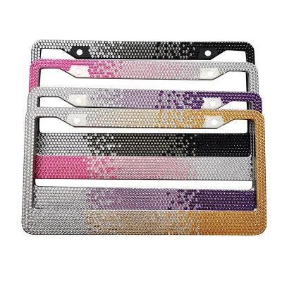 China NO Bling Rhinestone License Plate Frame Metal Chrome Handmade Waterproof License Plate Frame for sale