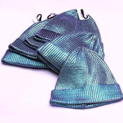 China JOINT High Quality Catwalk Show Fashion Wholesale Laser Metal Printed Knitted Beanies Factory Custom Winter Hat for sale