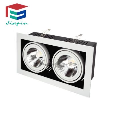 China Hotel 15Wx2 Single/Two/Three Heads Adjust 302x150mm Cutout Living Room Restaurant Grill Light LED COB Grill Downlight for sale