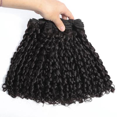 China FUMI High End 12A Grade Fumi Hair Super Double Drawn Virgin Cuticle Aligned Brazilian Hair Bundles Funmi Pixie Curl Natural Color for sale