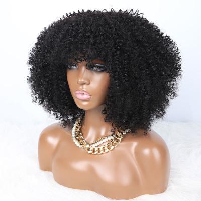 China Cuticle Aligned.No Gray 250% Density Afro Kinky Curly Machine Make Wig Double Drawn Pixie Curly Human Hair Wig Super Sellers For Black Women for sale