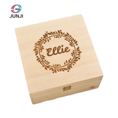 China JUNJI Unfinished Personalized Wooden Keepsake Storage Box Custom Cheap Unfinished Wood Wholesale for sale