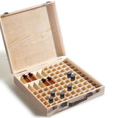 China Europe JUNJI 85 Slots Aromatherapy Container Organizer Case Engraved Wood Oil Gift Box Essential Oil Storage Box for sale