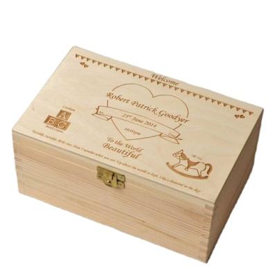 China Europe JUNJI Create Gift Love Wood Premium Memory Box Wholesale Keepsake Box Storage Baby Wooden Gift Box for sale