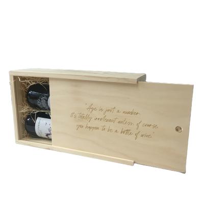 China Europe JUNJI Personalized Double Wine Box Engraved 2 Bottle Wine Gift Box Birthday Wedding Gift Storage Box for sale