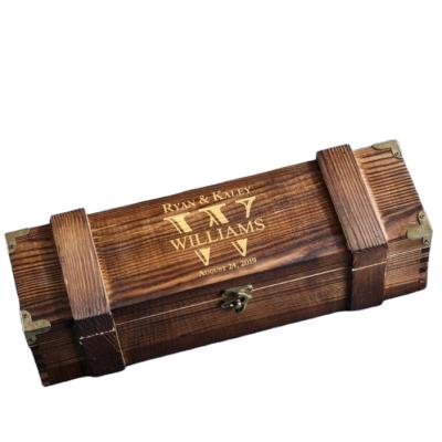 China China JUNJI Wooden Wine Box Wine Box Wooden Rustic Wedding Anniversary Gift Wooden Wine Box for sale